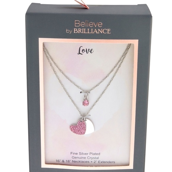 NEW Double Layer Crystal Drop/Heart Necklace - Picture 2 of 2